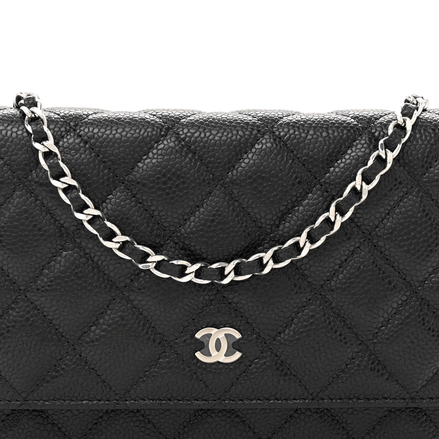 Caviar Quilted Wallet on Chain WOC Black
