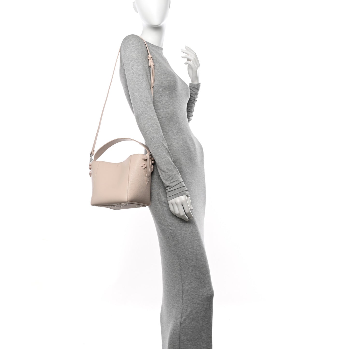 Calfskin Spiked Mini Cabachic Mini Bucket Bag Leche