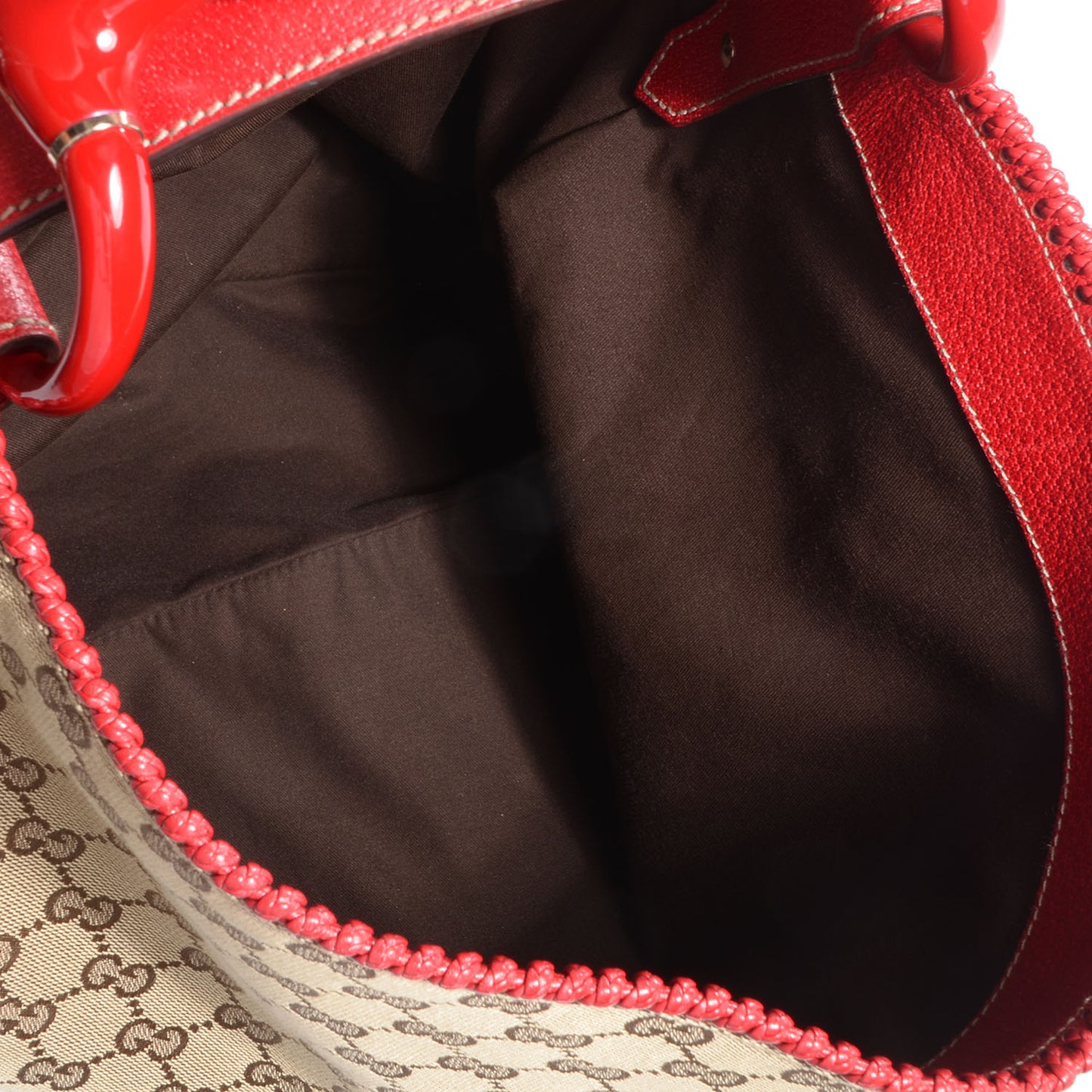Monogram Large Horsebit Chain Hobo Red