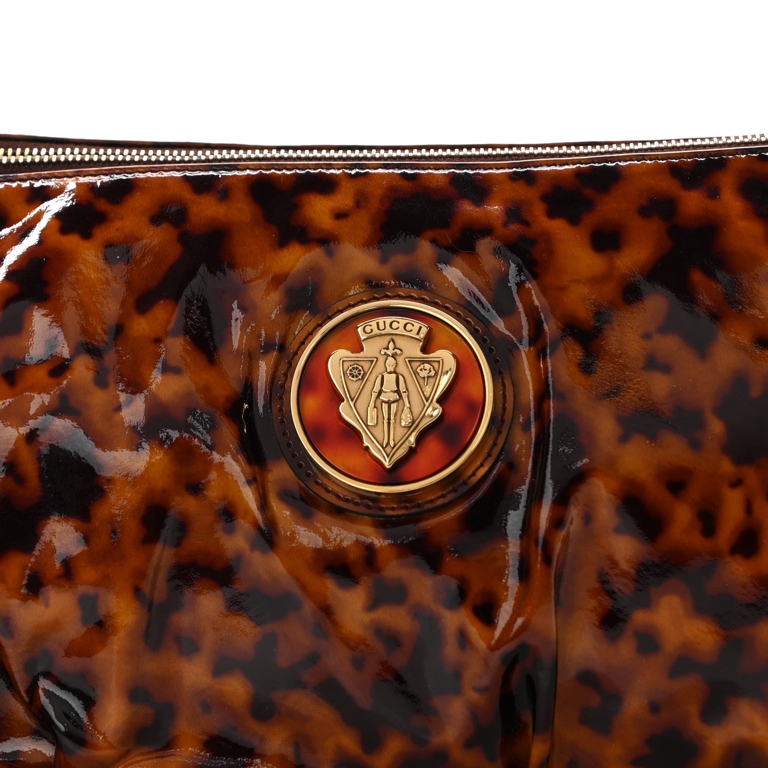 Gucci Patent Hysteria Large Clutch Tortoise Brown 8 of 10