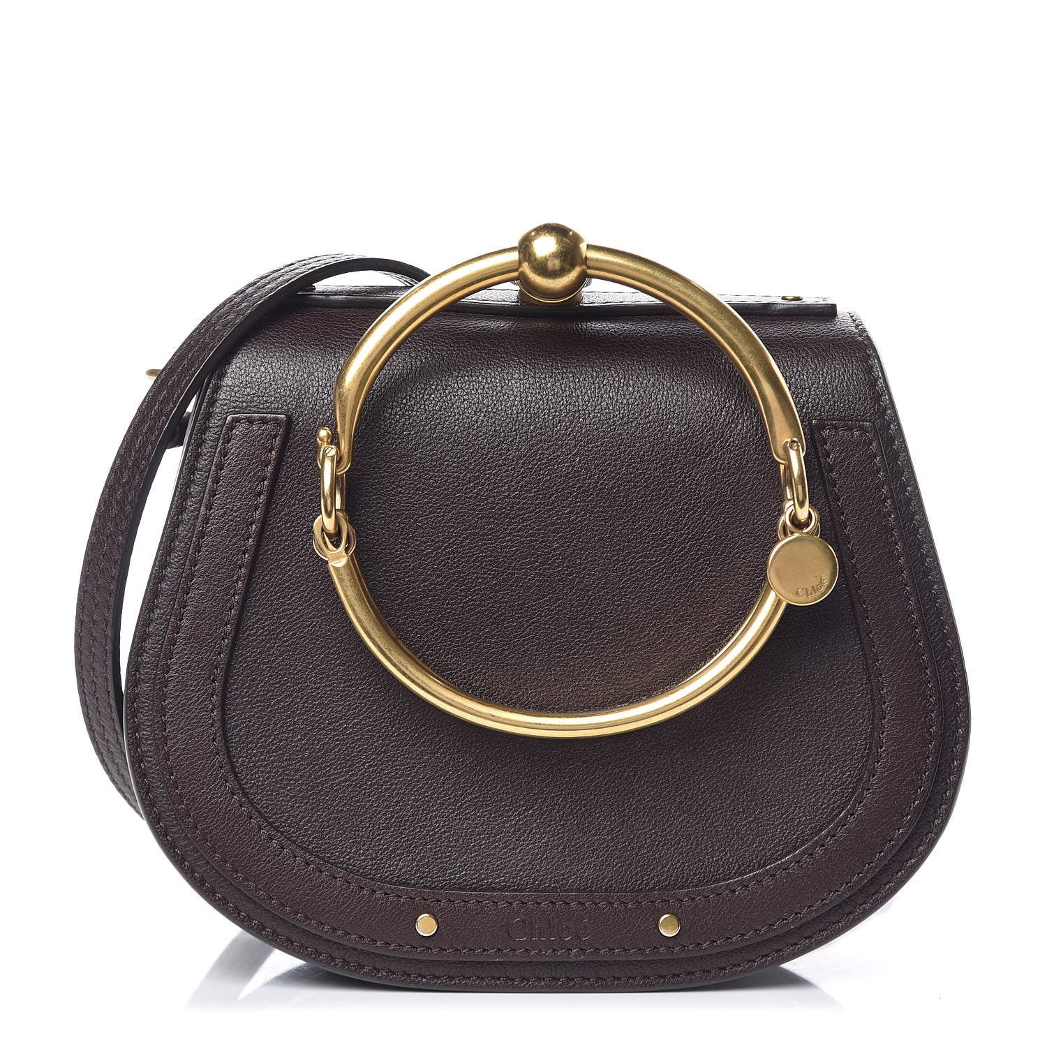 Chloe Calfskin Suede Small Nile Bracelet Bag Carbon Brown 1 of 10