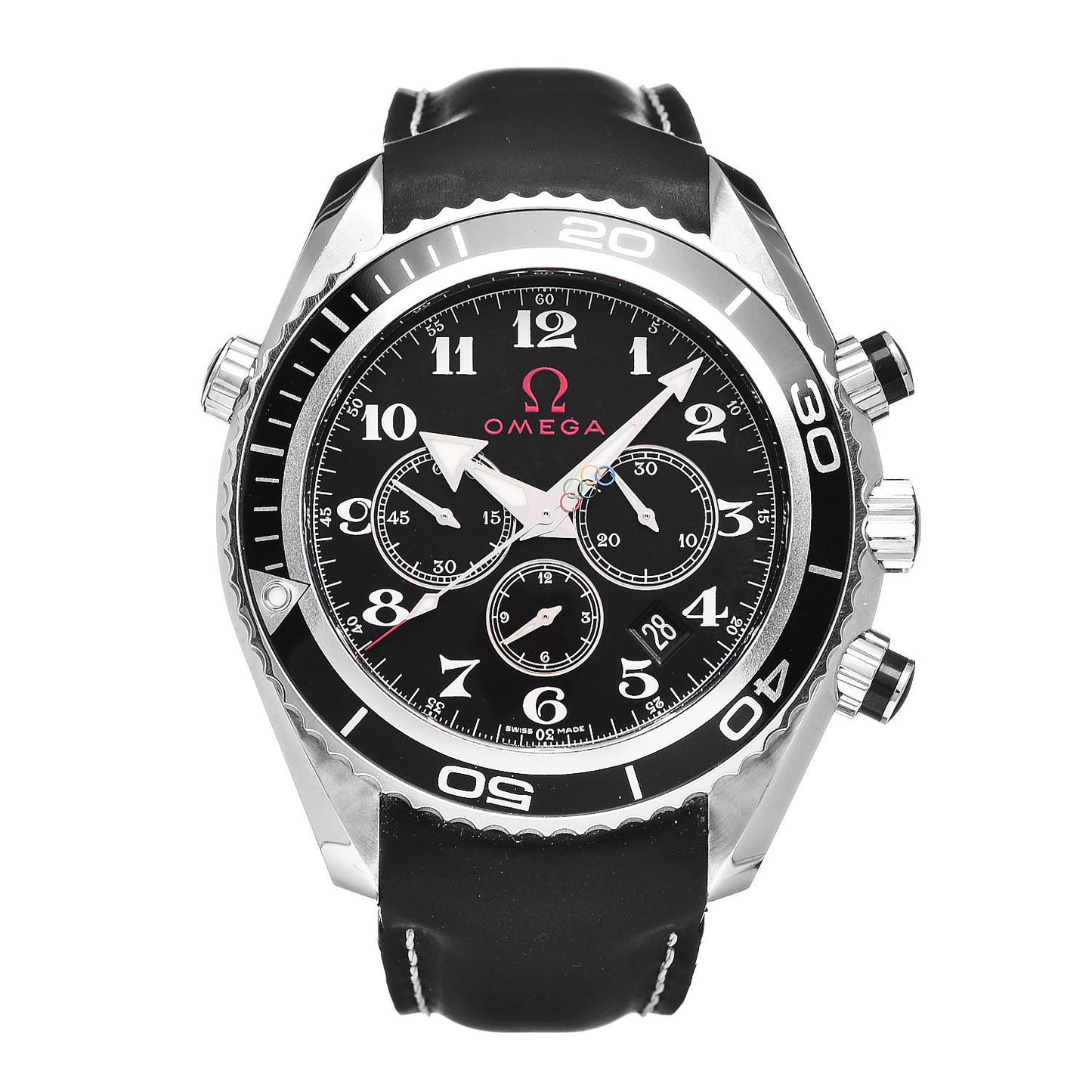 Stainless Steel Calfskin 45mm Seamaster Planet Ocean Specialties Olympic Games Collection Automatic Watch Black 222.32.46.50.01.001