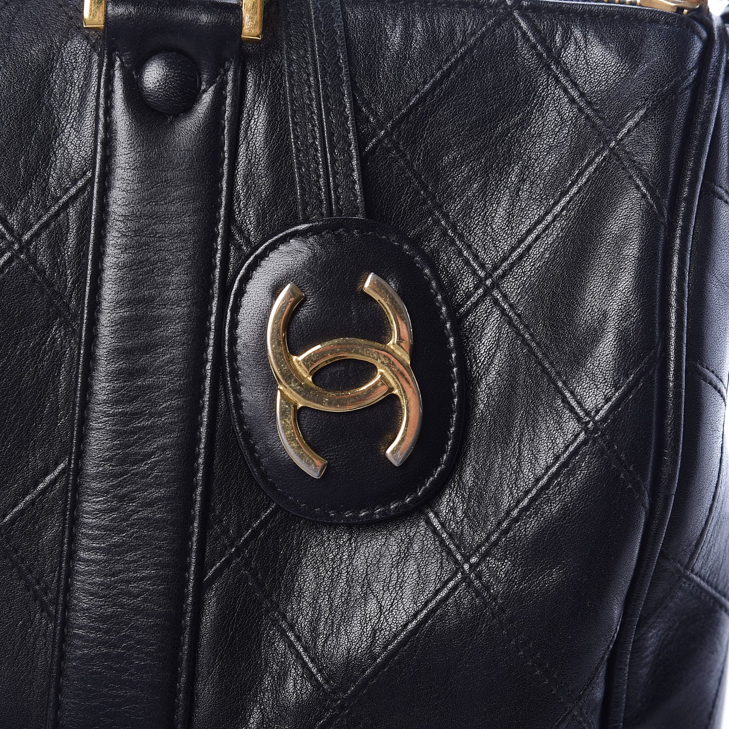 Chanel Calfskin Stitched CC Boston Black 10 of 11