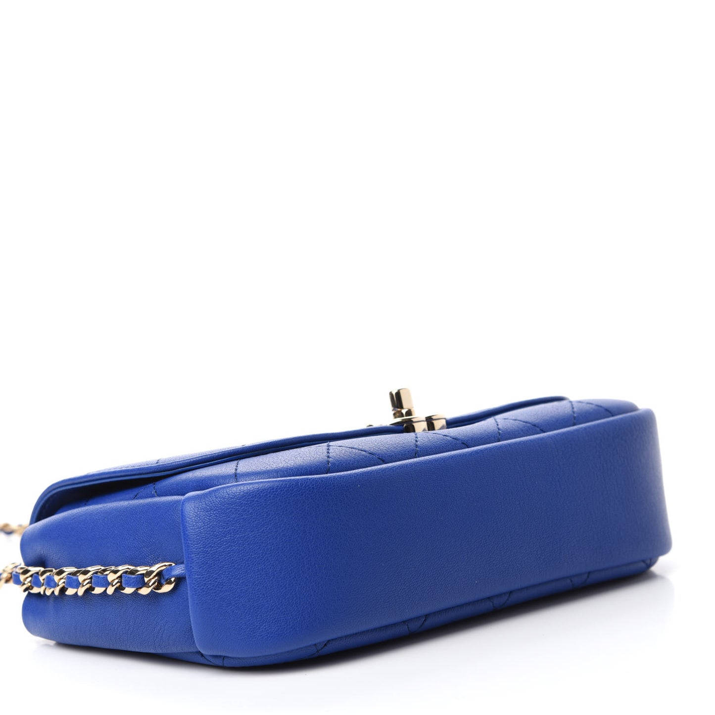 Goatskin Stitched Casual Trip Single Flap Royal Blue