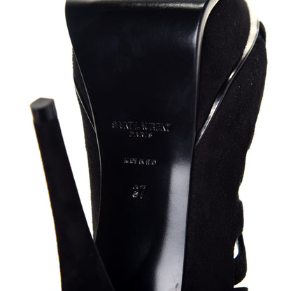 Saint Laurent Kid Scamosciato Tribute 105 Platform Sandals 37 Black 7 of 8