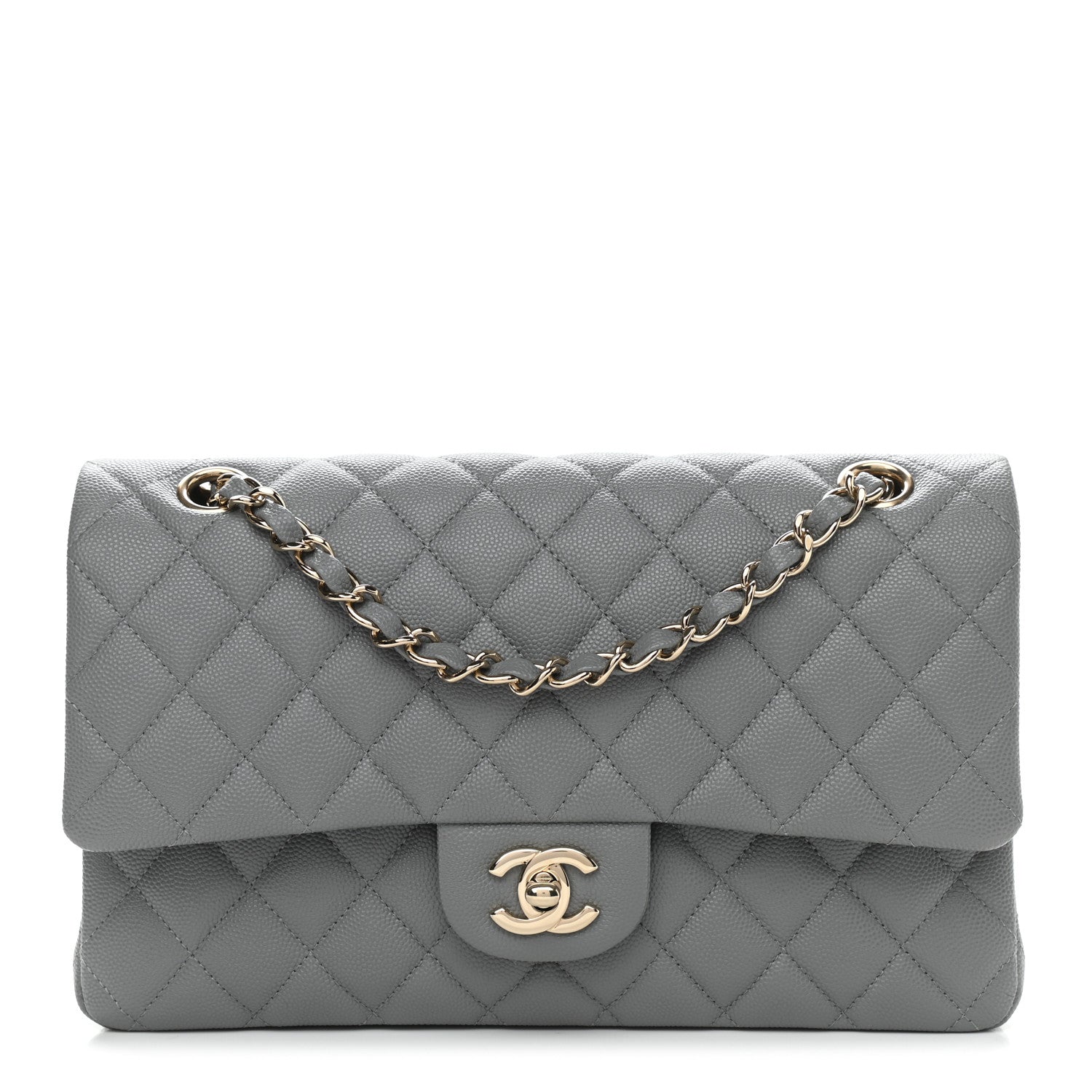 Chanel Caviar Quilted Medium Double Flap Grey 1 of 9