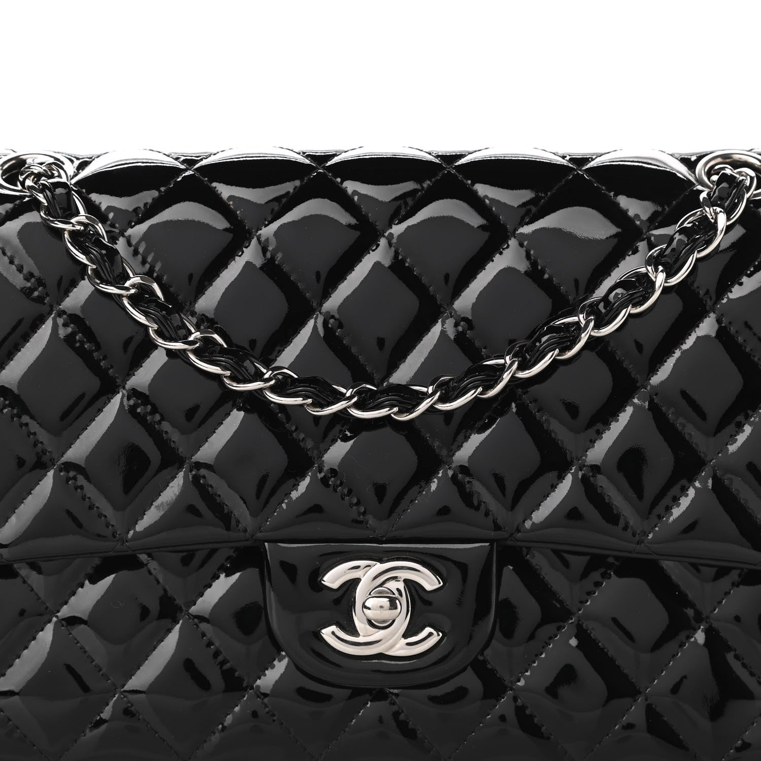 Chanel Patent Quilted Medium Double Flap Black 8 of 12