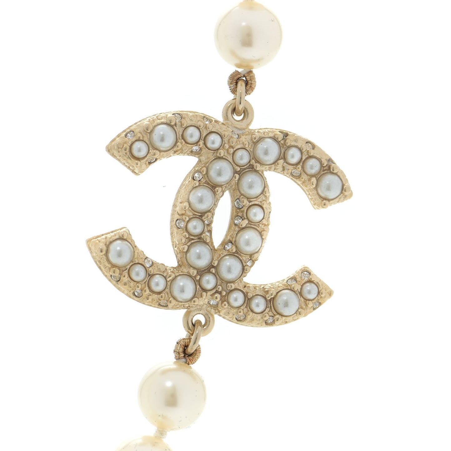 Graduated Pearl CC Short Necklace Gold