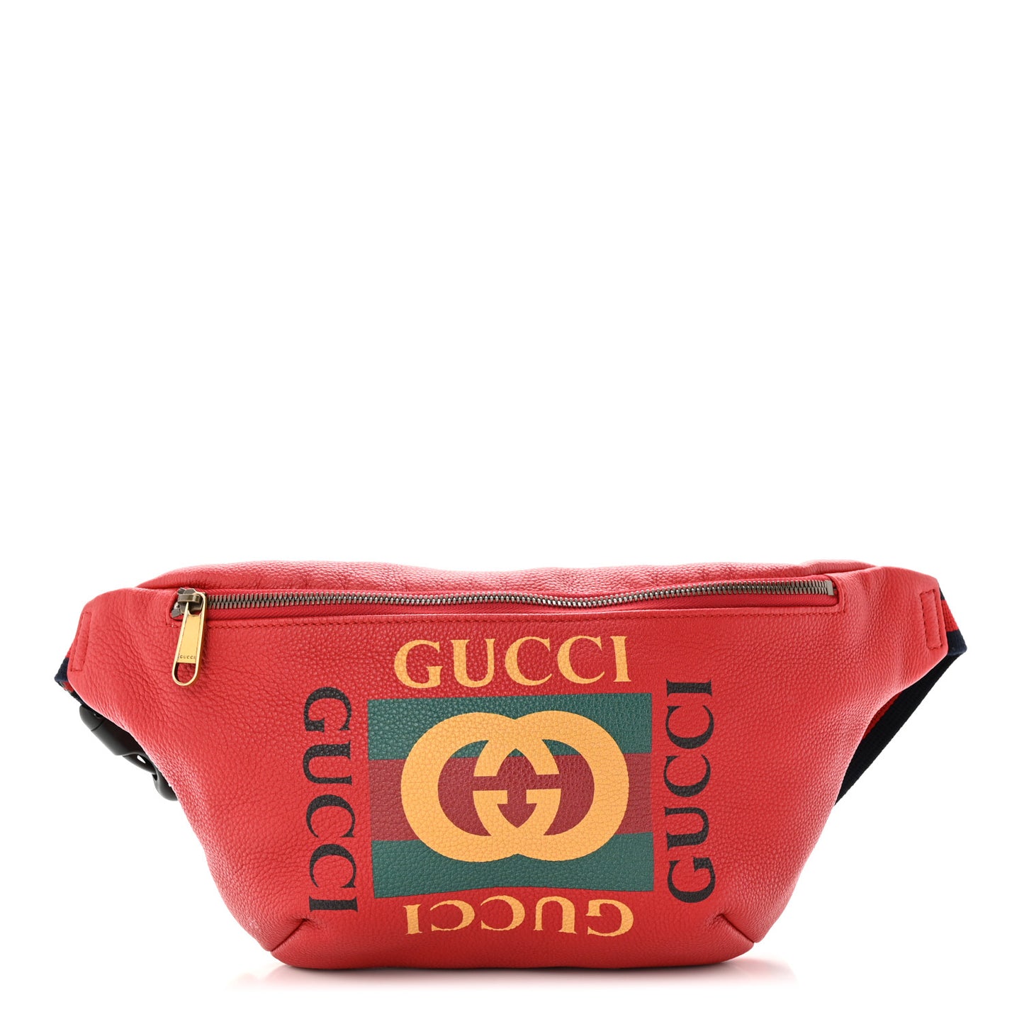 Grained Calfskin Small Logo Belt Bag Hibiscus Red