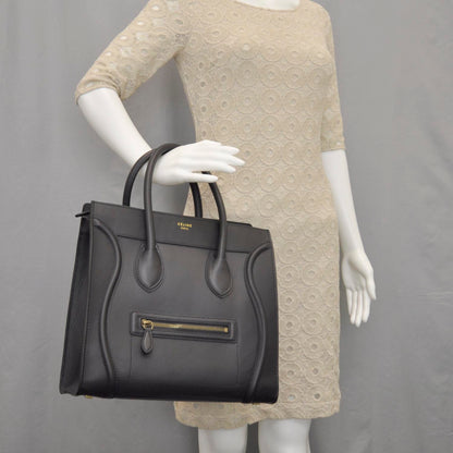 Celine Smooth Calfskin Mini Luggage Black 2 of 9