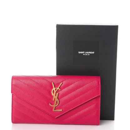 Saint Laurent Grain De Poudre Matelasse Chevron Monogram Wallet Bubblegum 9 of 9