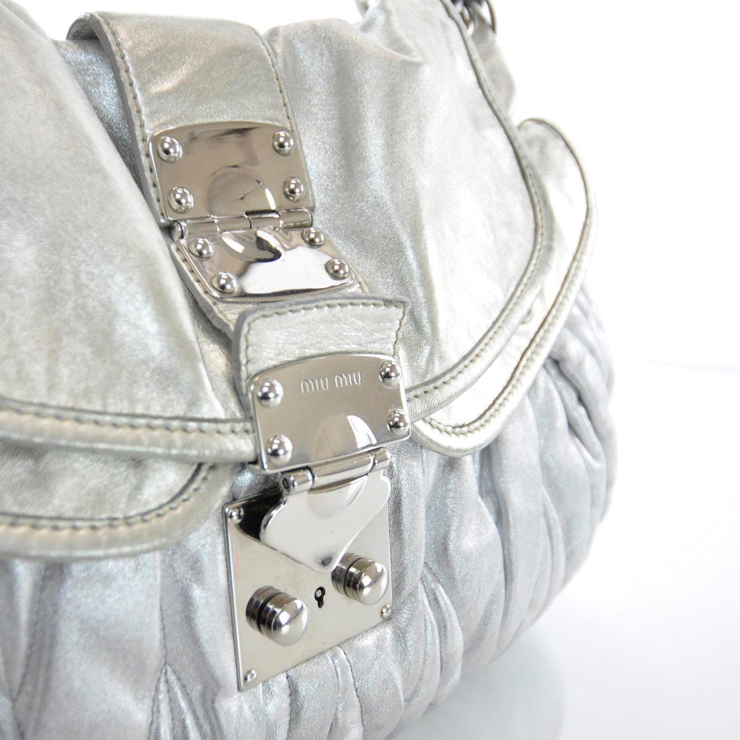 Leather Matelasse Coffer Silver