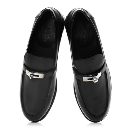 Hermes Calfskin Womens Destin Loafers 39.5 Black 5 of 10