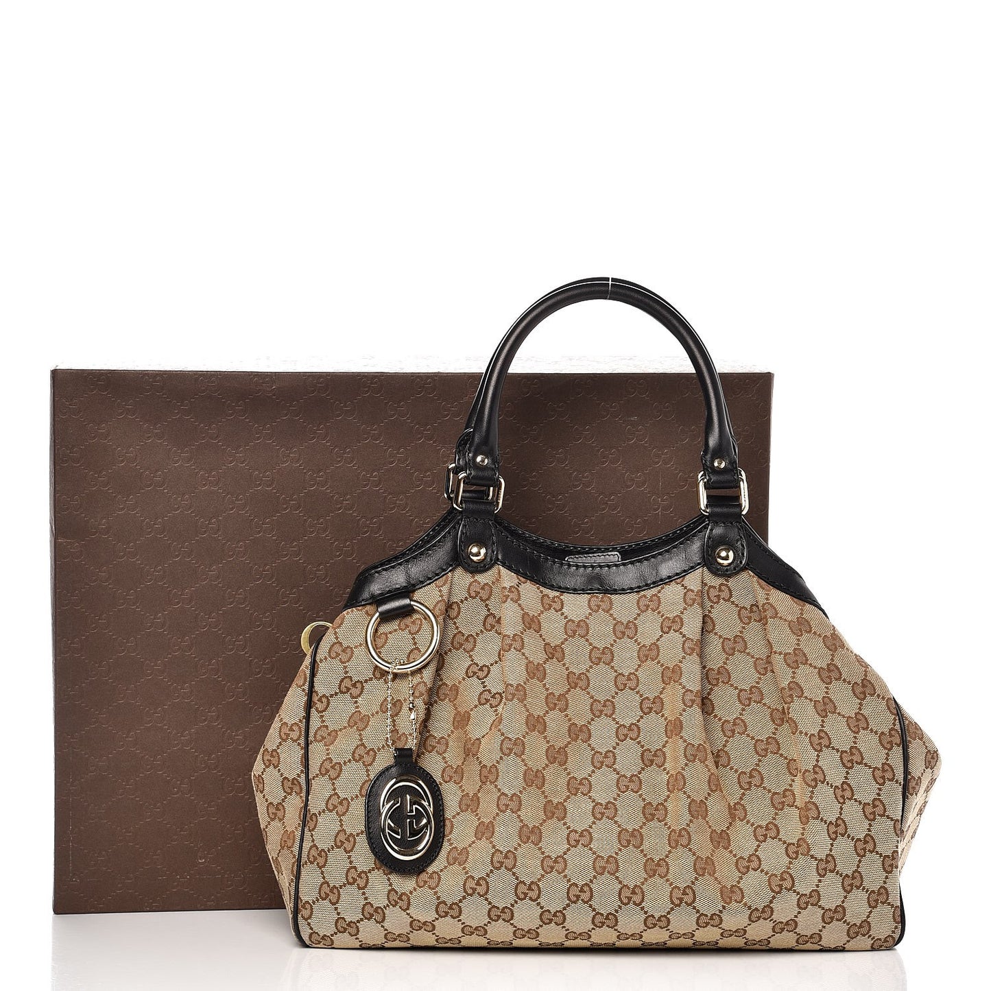 Monogram Medium Sukey Tote Beige Ebony Black