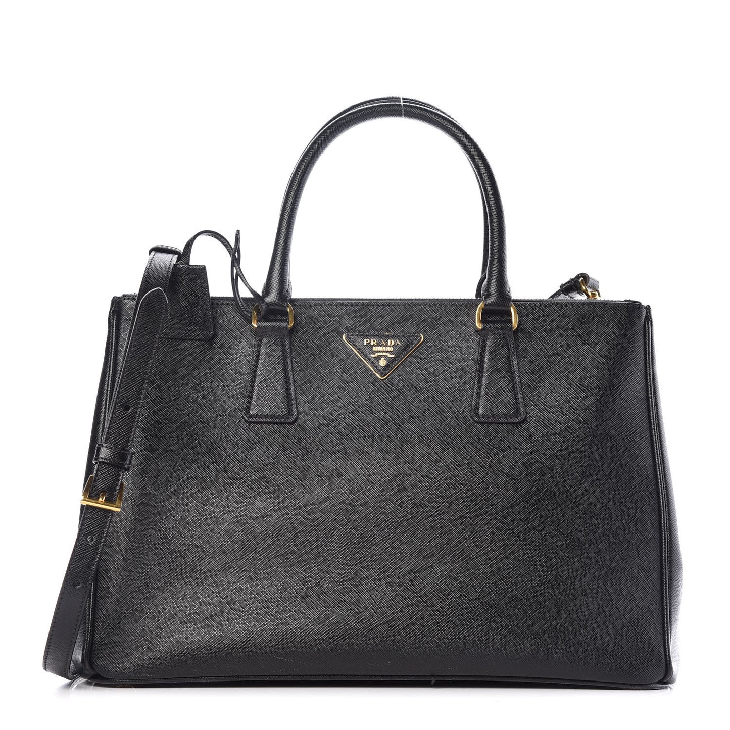 Saffiano Medium Galleria Double Zip Tote Black