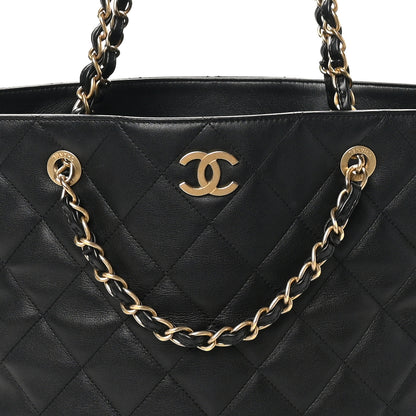 Chanel Lambskin Quilted Shopping Tote Black 8 of 10