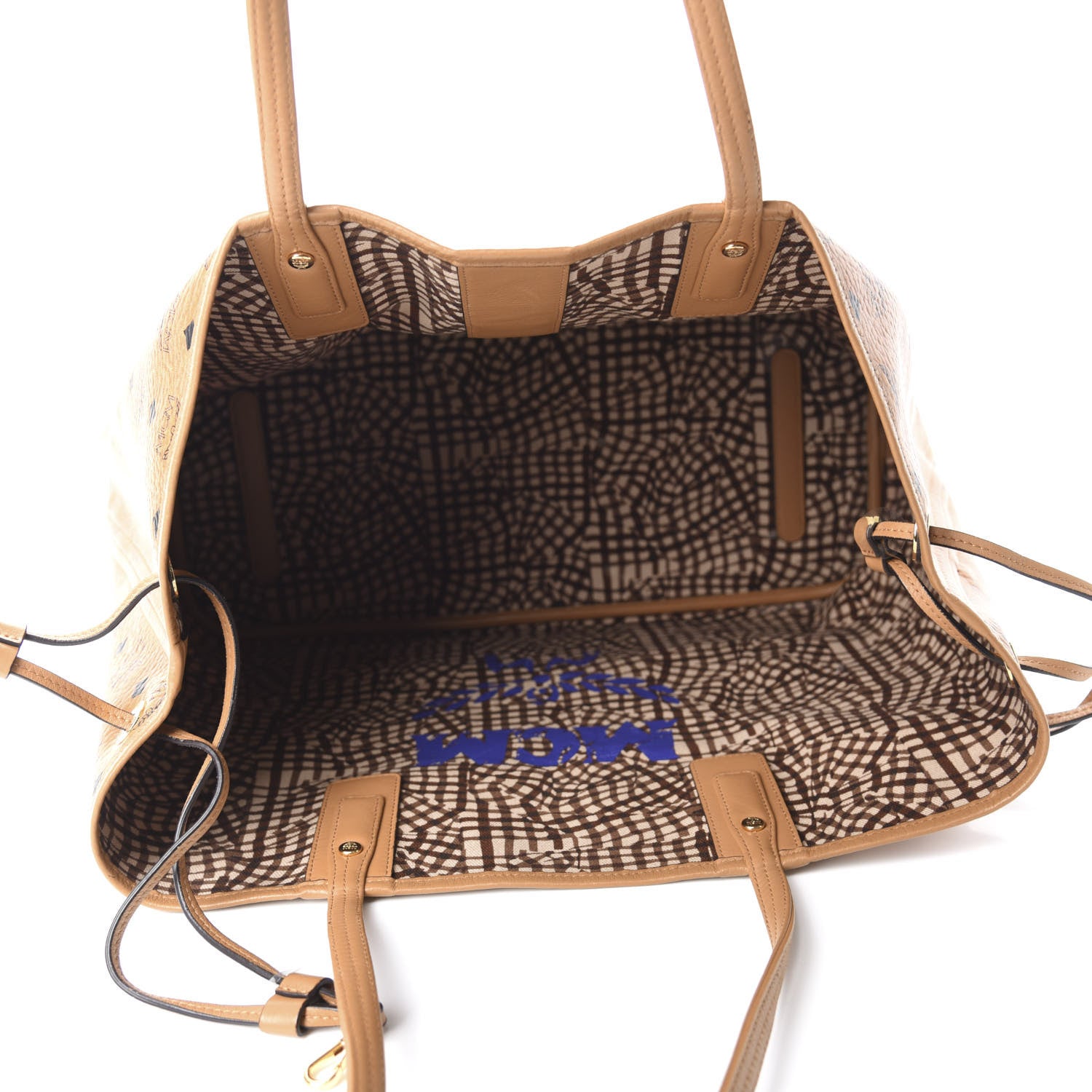 MCM Visetos Large Liz Reversible Shopper Tote Cognac 5 of 15