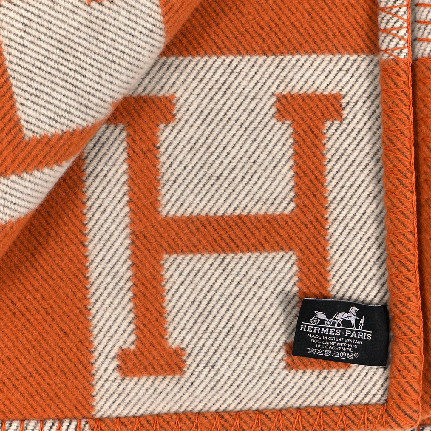 Wool Cashmere Signature Classic Avalon Blanket Ecru Potiron