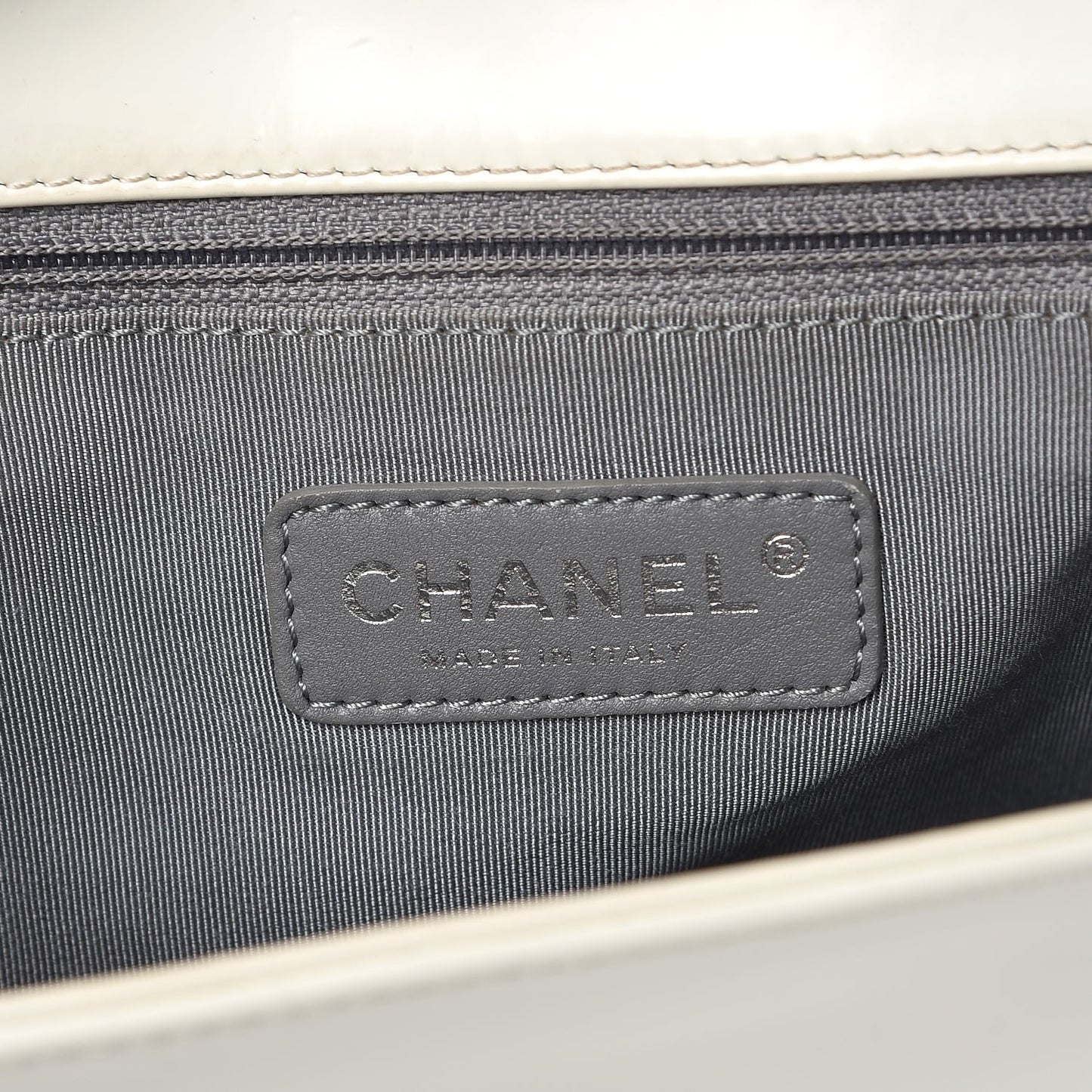 Glazed Calfskin Large Boy Flap White
