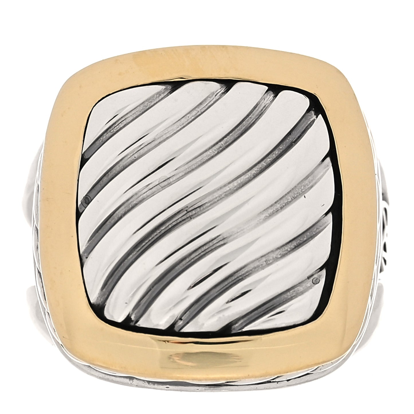 Sterling Silver 18K Yellow Gold Carved Cable Ring 52 6