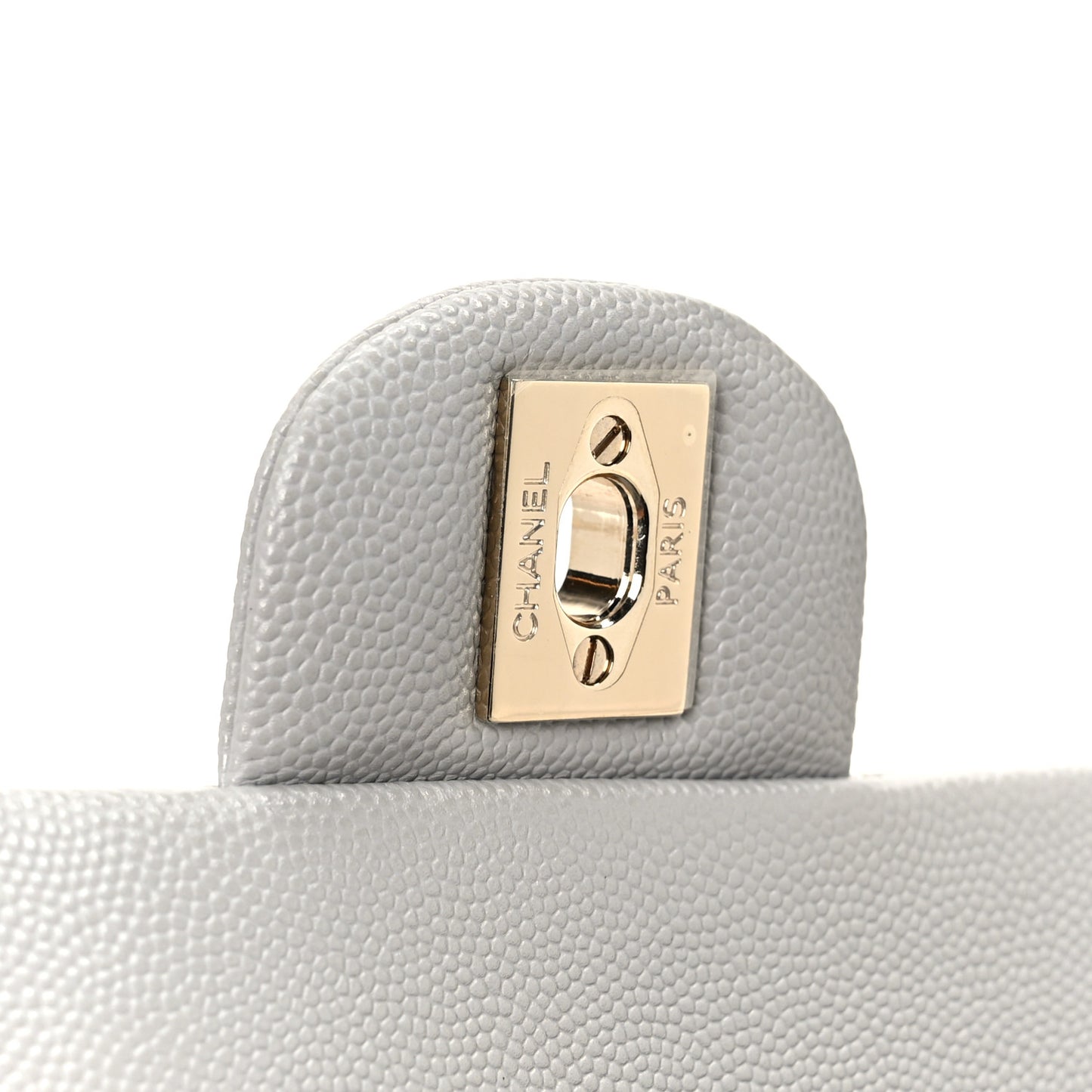 Caviar Quilted Medium Double Flap Grey