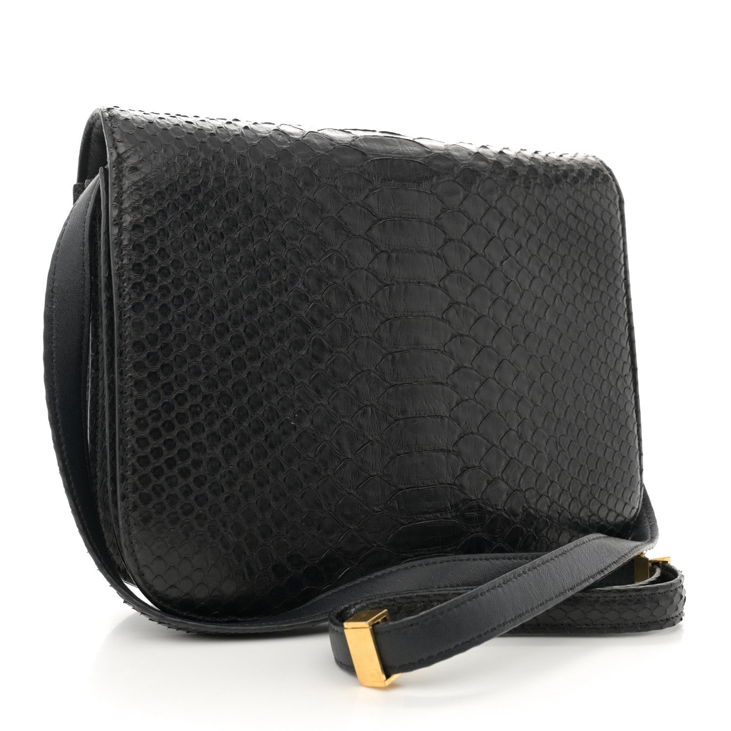 Celine Snakeskin Medium Classic Box Flap Bag Black 3 of 13