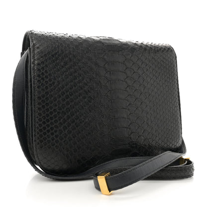 Celine Snakeskin Medium Classic Box Flap Bag Black 3 of 13