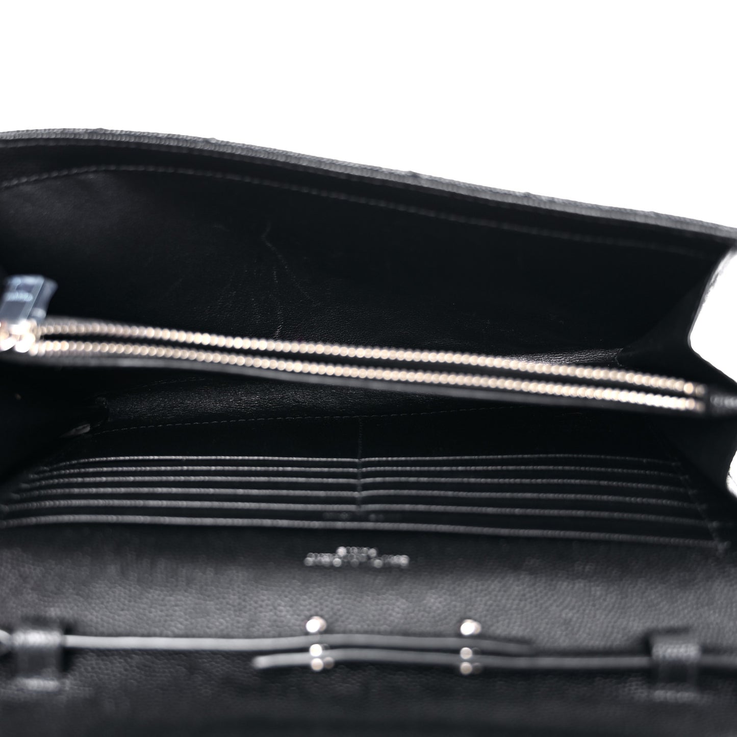 Grain De Poudre Matelasse Chevron Monogram Chain Wallet Black