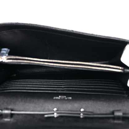Saint Laurent Grain De Poudre Matelasse Chevron Monogram Chain Wallet Black 5 of 14