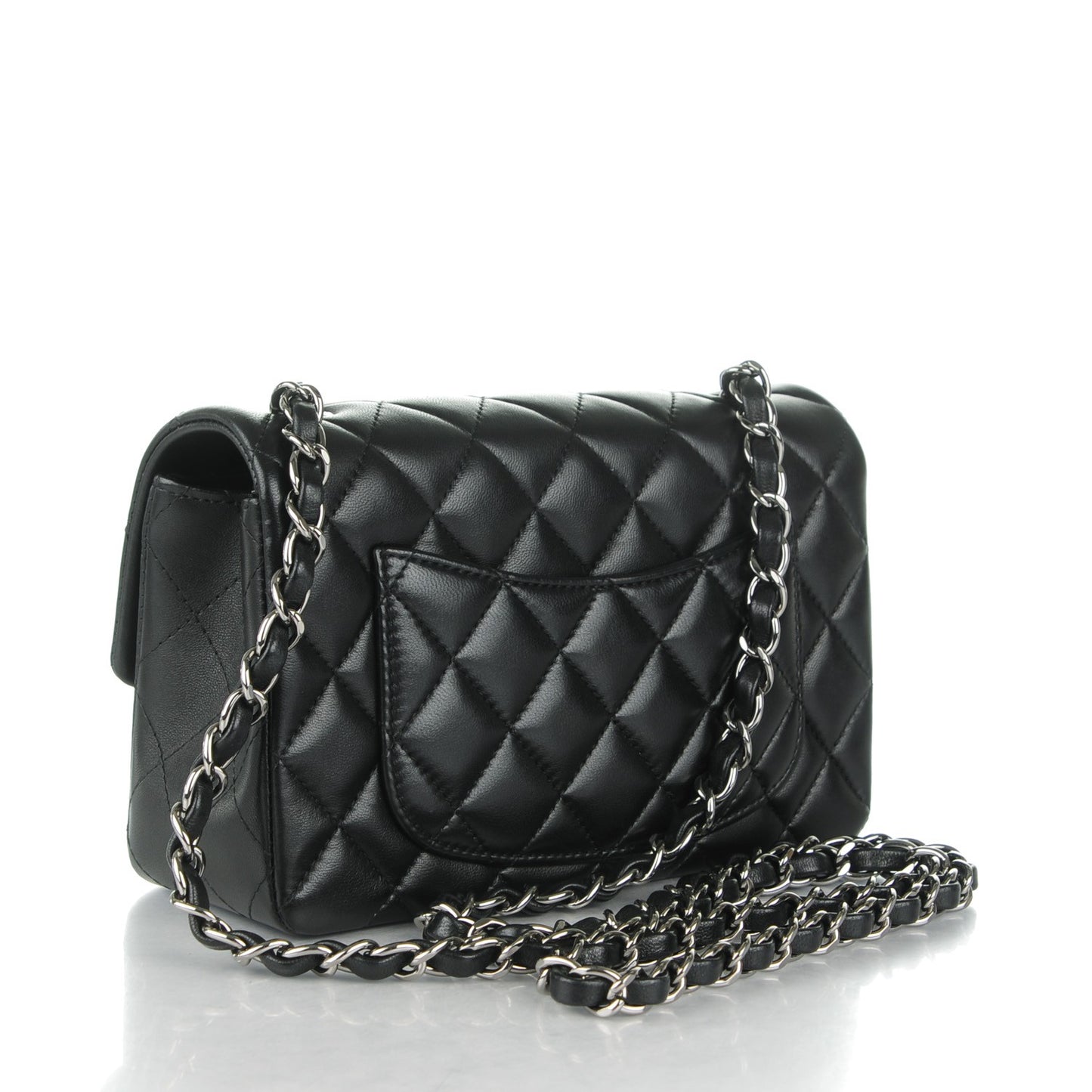 Lambskin Quilted Mini Rectangular Flap Black