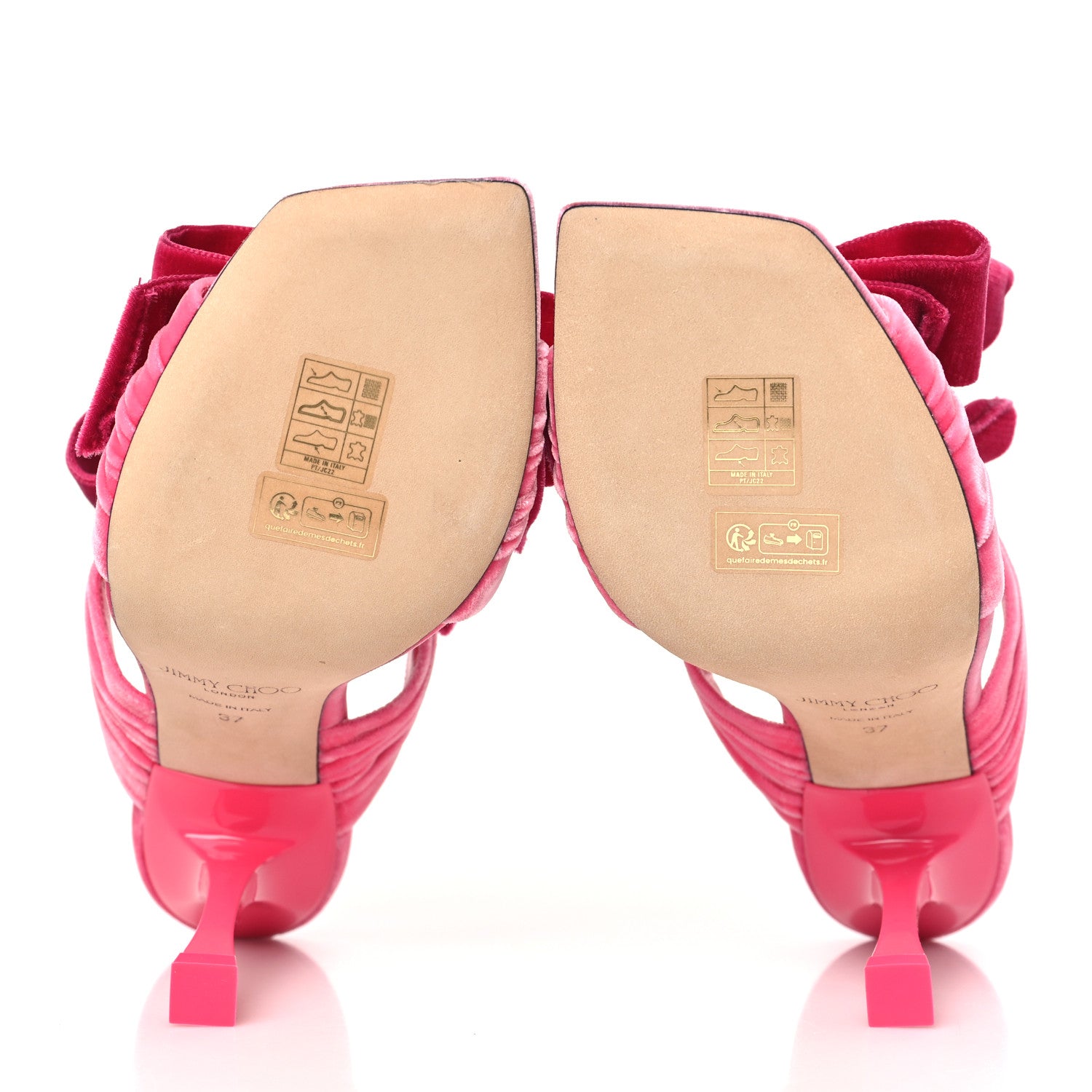 Jimmy Choo Velvet Bow Flaca 100 Sandals 37 Candy Pink Fuchsia 6 of 10