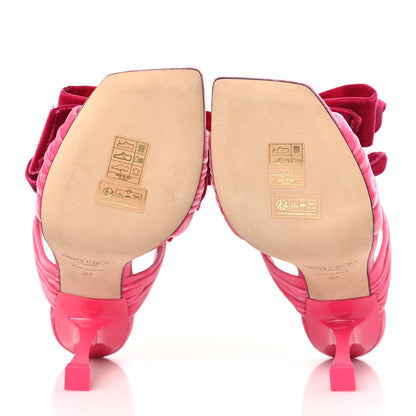 Jimmy Choo Velvet Bow Flaca 100 Sandals 37 Candy Pink Fuchsia 6 of 10