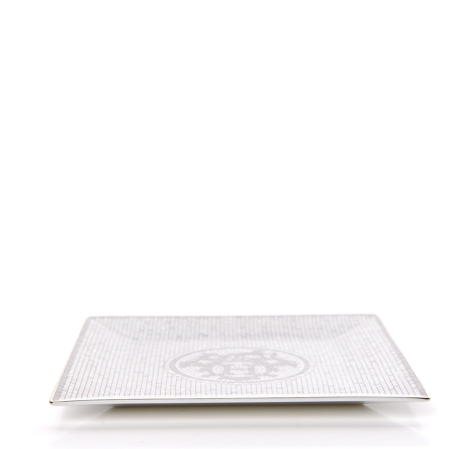 Hermes Porcelain Mosaique au 24 Square Plate Platinum 3 of 7