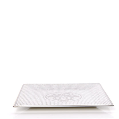 Hermes Porcelain Mosaique au 24 Square Plate Platinum 3 of 7