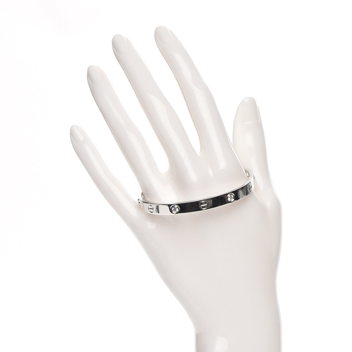 18K White Gold 4 Diamond LOVE Bracelet 17