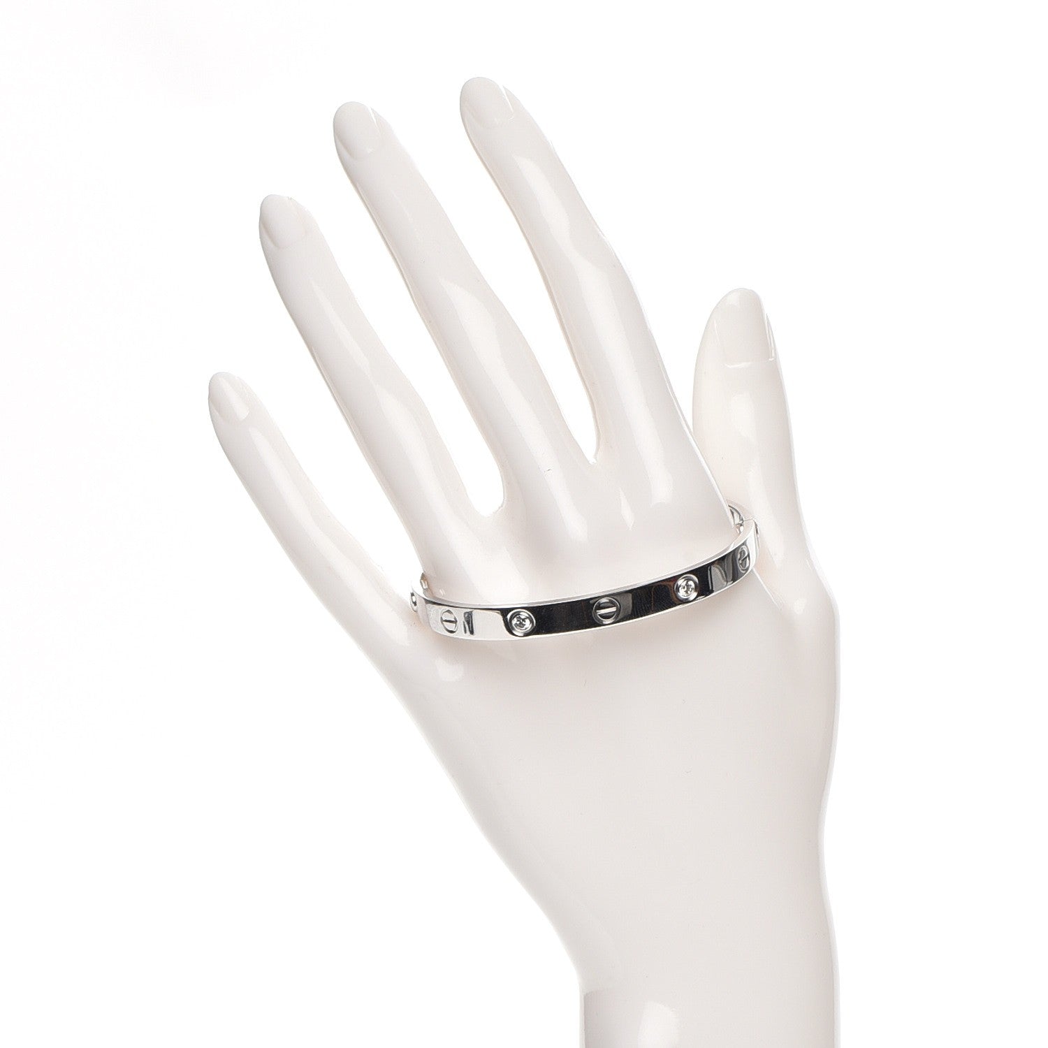 Cartier 18K White Gold 4 Diamond LOVE Bracelet 17 2 of 7