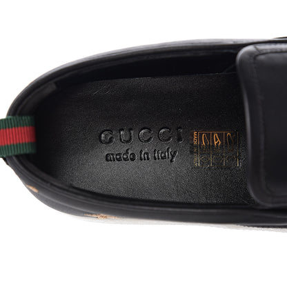Gucci Calfskin Miro Soft Bee Star Embroidered Mens Dublin Slip On Sneakers 6.5 Black 6 of 11