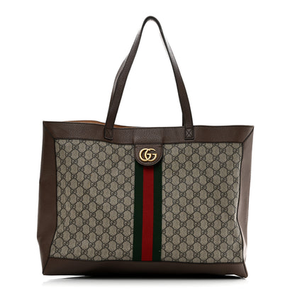 Gucci GG Supreme Monogram Web Ophidia Tote Brown 1 of 12