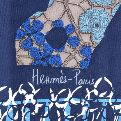 Hermes Silk La Maizeon Des Oiseaux Parleurs Scarf 90 Marine Canard Beige 3 of 5