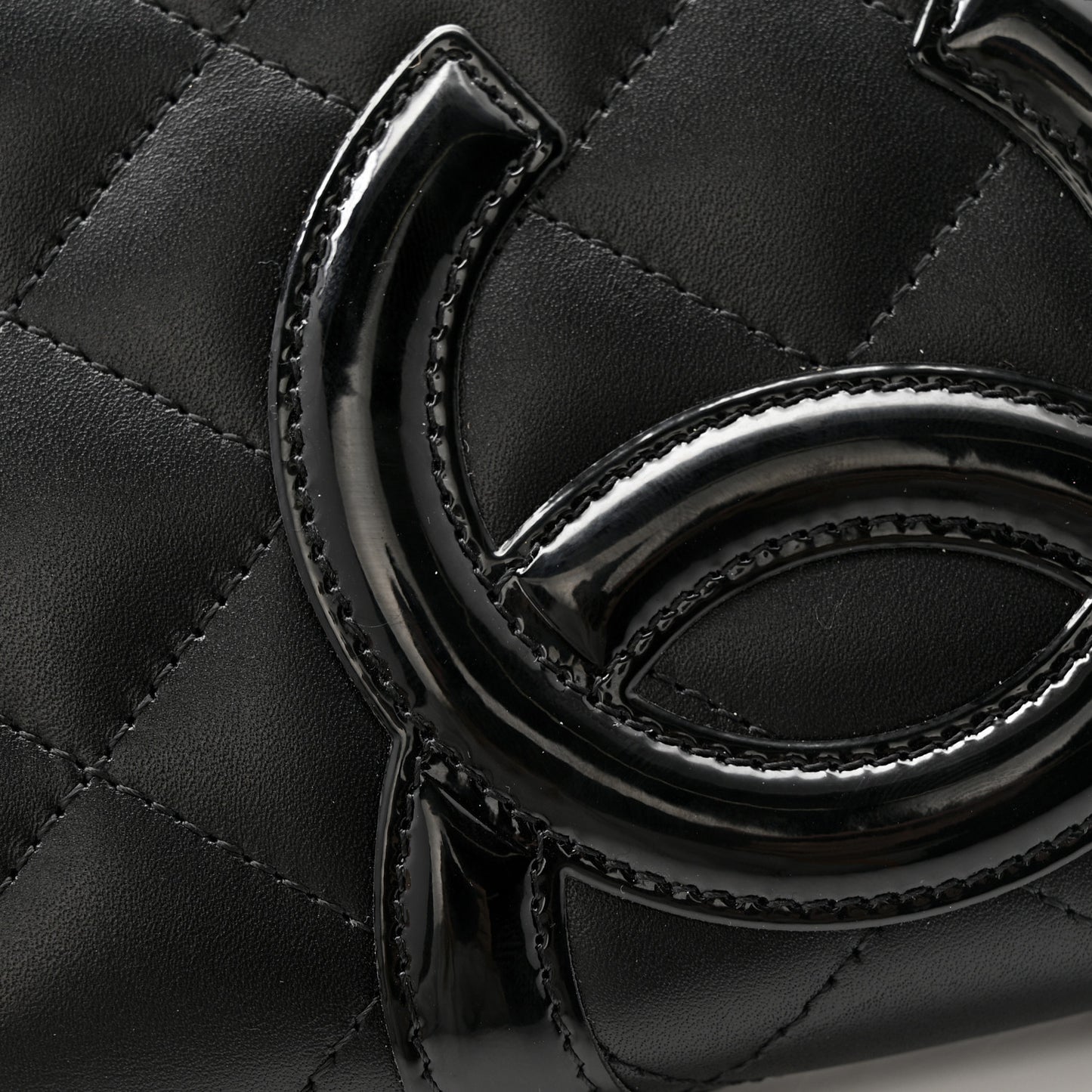 Calfskin Quilted Cambon Yen Wallet Black