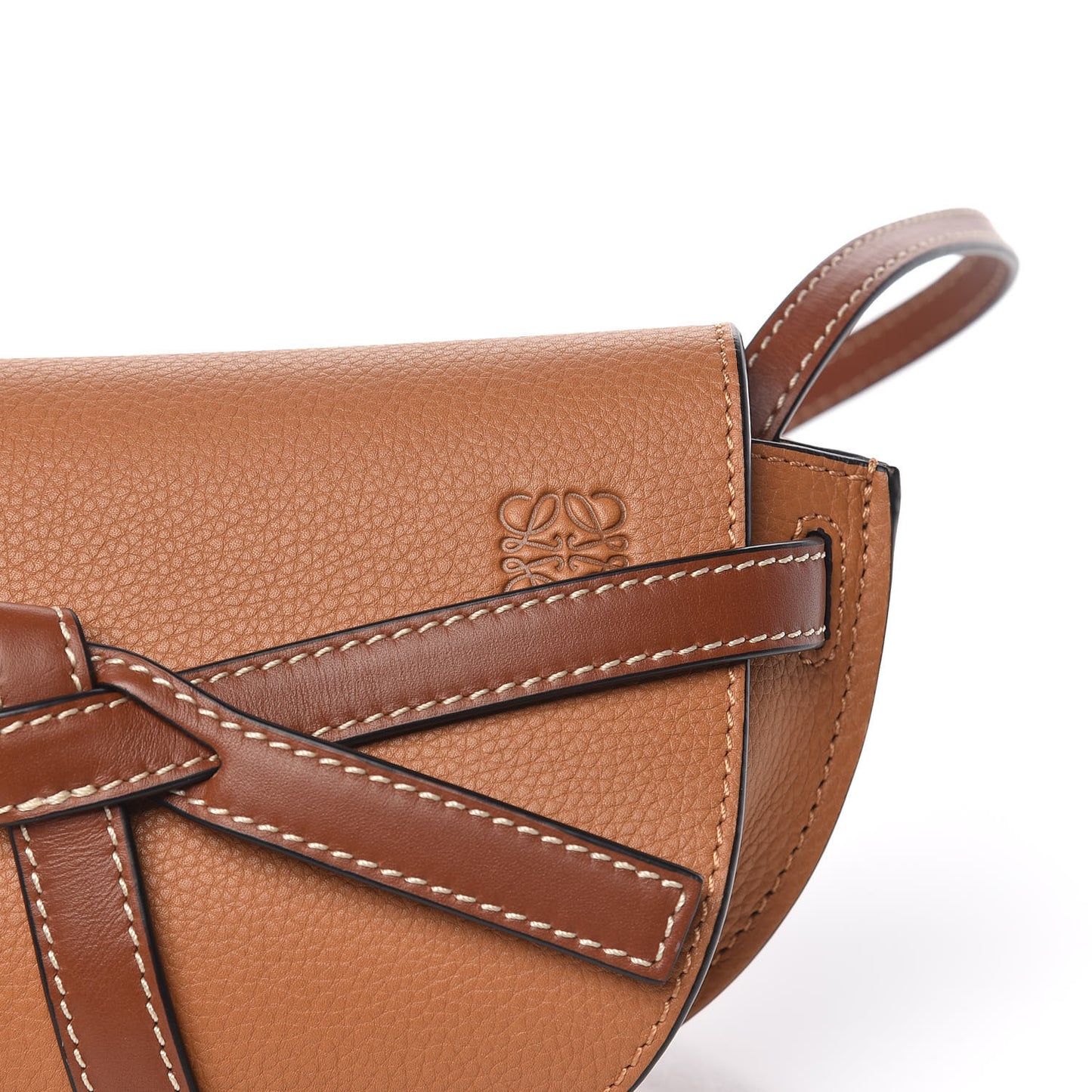 Grained Calfskin Mini Gate Crossbody Bag Caramel Pecan