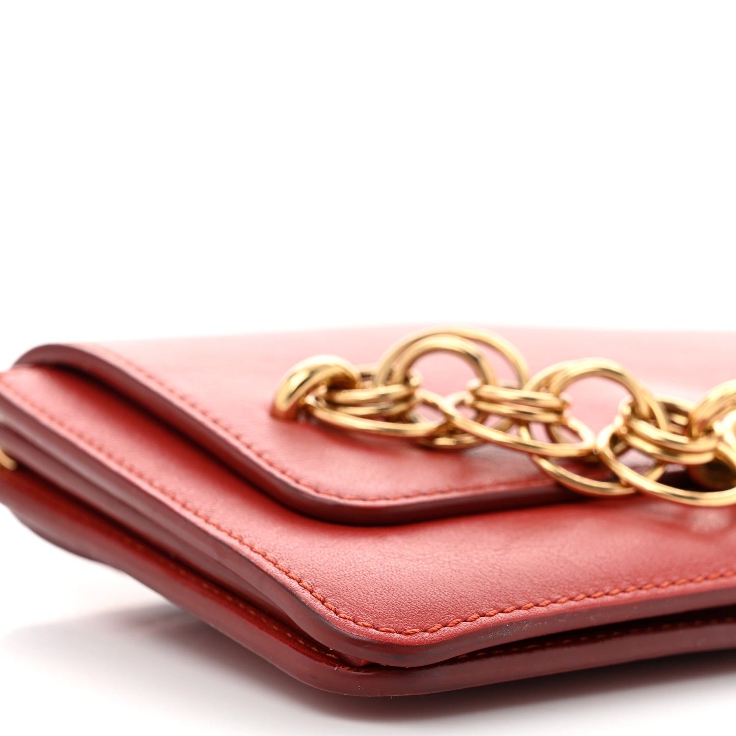Calfskin Drew Bijou Clutch Earthy Red