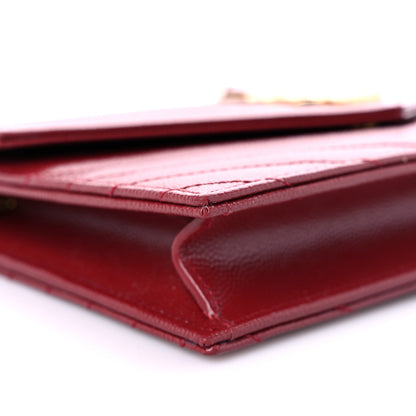Saint Laurent Grain De Poudre Matelasse Chevron Monogram Envelope Chain Wallet Opyum Red 7 of 10
