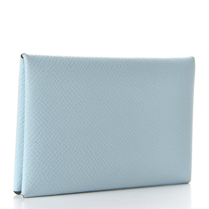 Hermes Epsom Calvi Card Case Bleu Zephyr 3 of 7