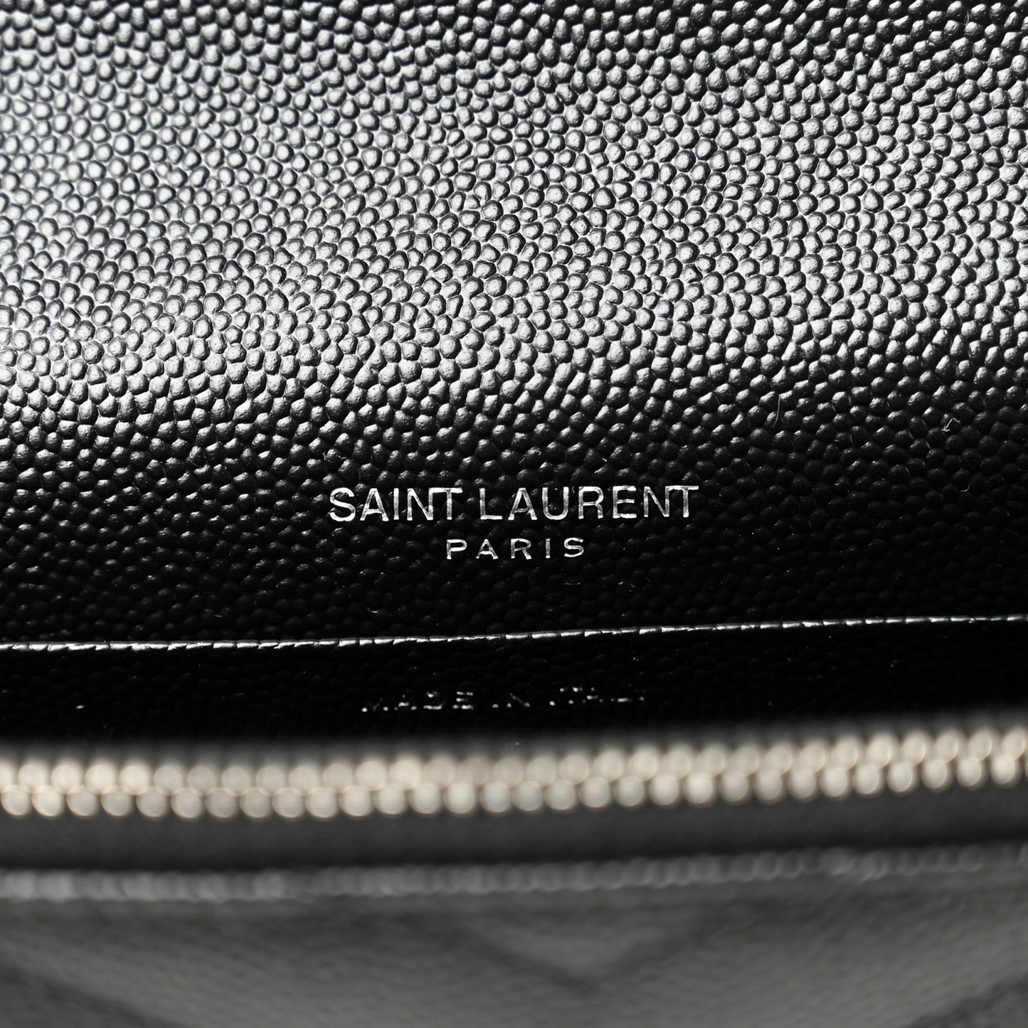 Grain De Poudre Matelasse Chevron Monogram Envelope Chain Wallet Black