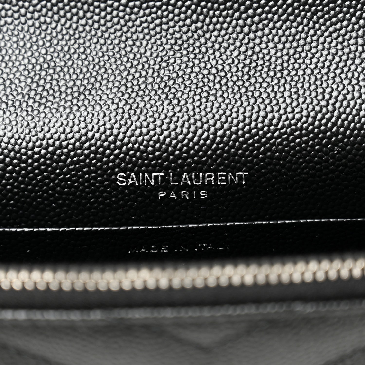 Saint Laurent Grain De Poudre Matelasse Chevron Monogram Envelope Chain Wallet Black 6 of 9