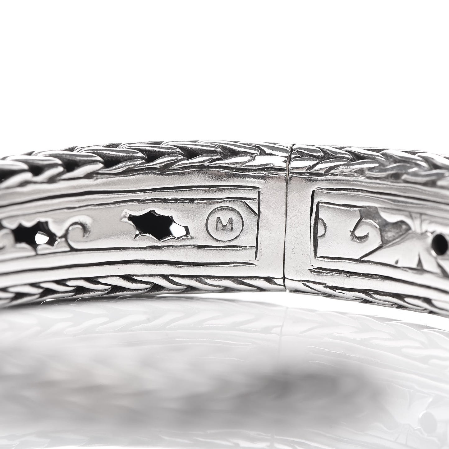Sterling Silver Classic Chain Hinged Bangle