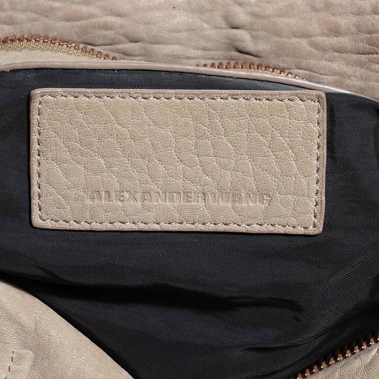 Pebbled Lambskin Rocco Latte Rose Gold Hardware