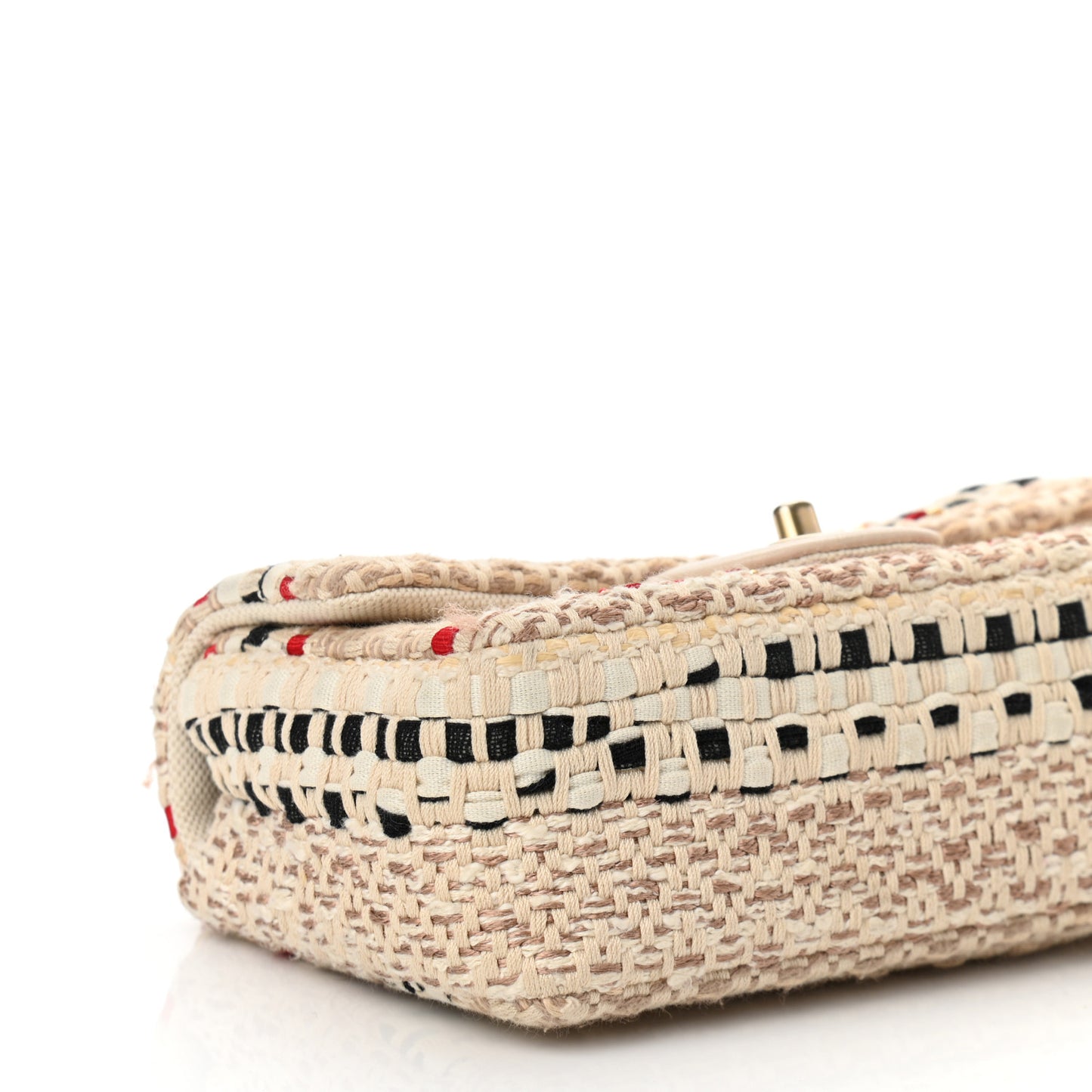 Tweed Chain Braid Mini Flap Beige White Red