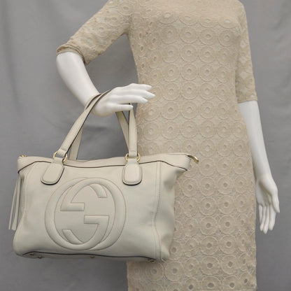 Gucci Pebbled Calfskin Small Soho Top Handle Bag Off White 2 of 9